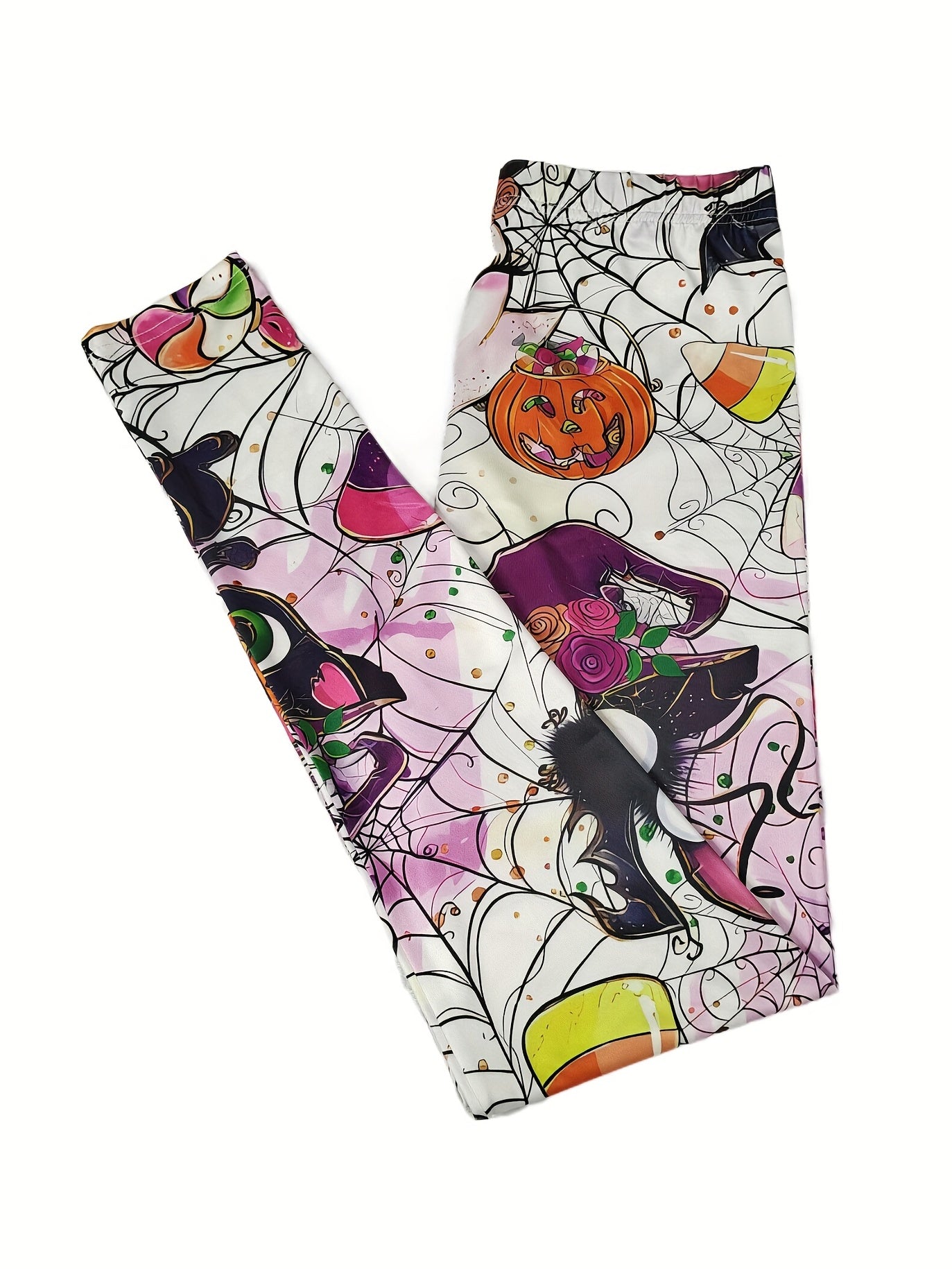 Halloween Graphic Print Skinny Leggings Stretchy Women's Clothing
