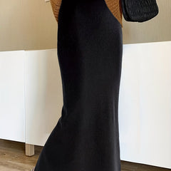 Stretchy High Waist Long Skirt Split Stretchy Skirt for Women