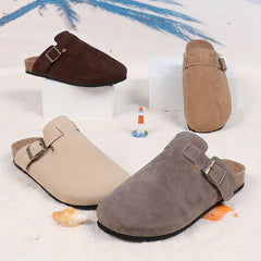 Casual Buckle Strap Mules - Women's Suede Clogs