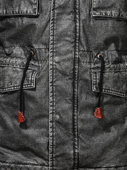 Men's Drawstring Waist PU Leather Jacket