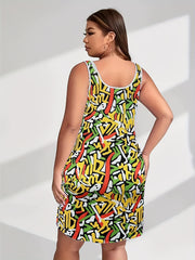 Allover Print Square Neck Stretch Nightdress