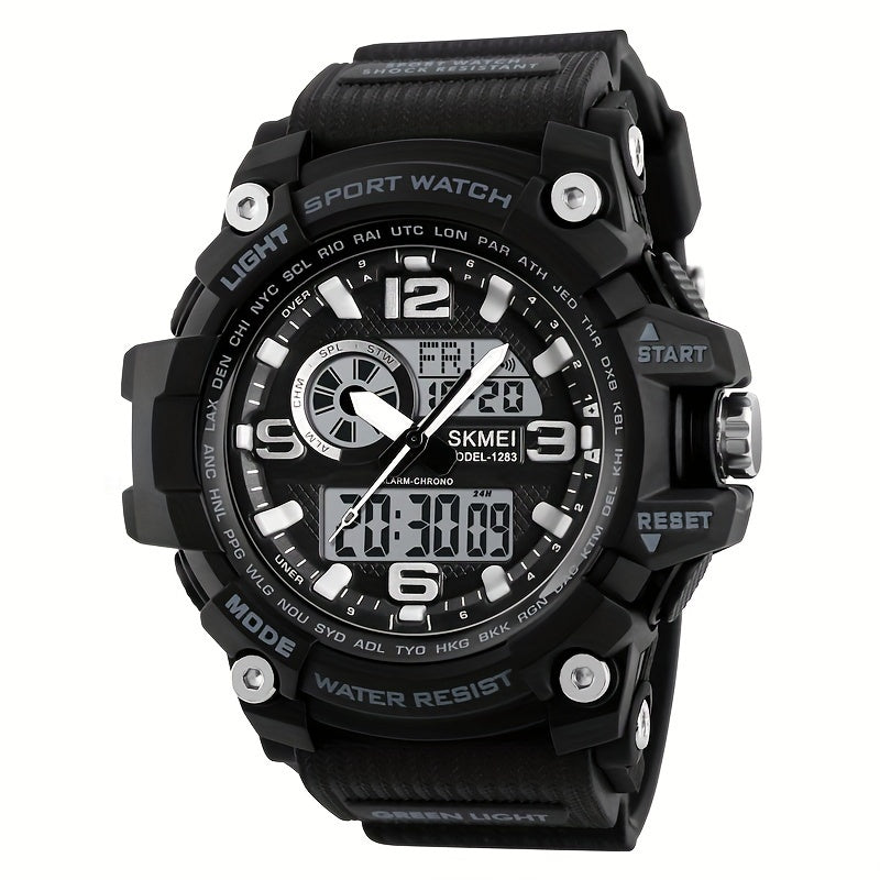 Waterproof Dual Time Electronic Watch Military Outdoor Stopwatch LED Sports