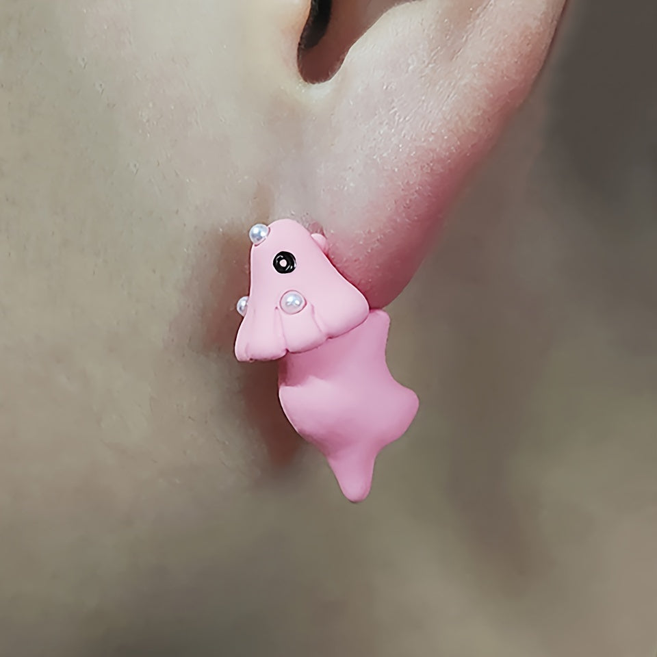 2pcs Small Animal Dinosaur Shark Resin Earrings Casual Jewelry