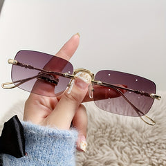 Rimless Metal Sunglasses UV400 for Summer Beach Travel