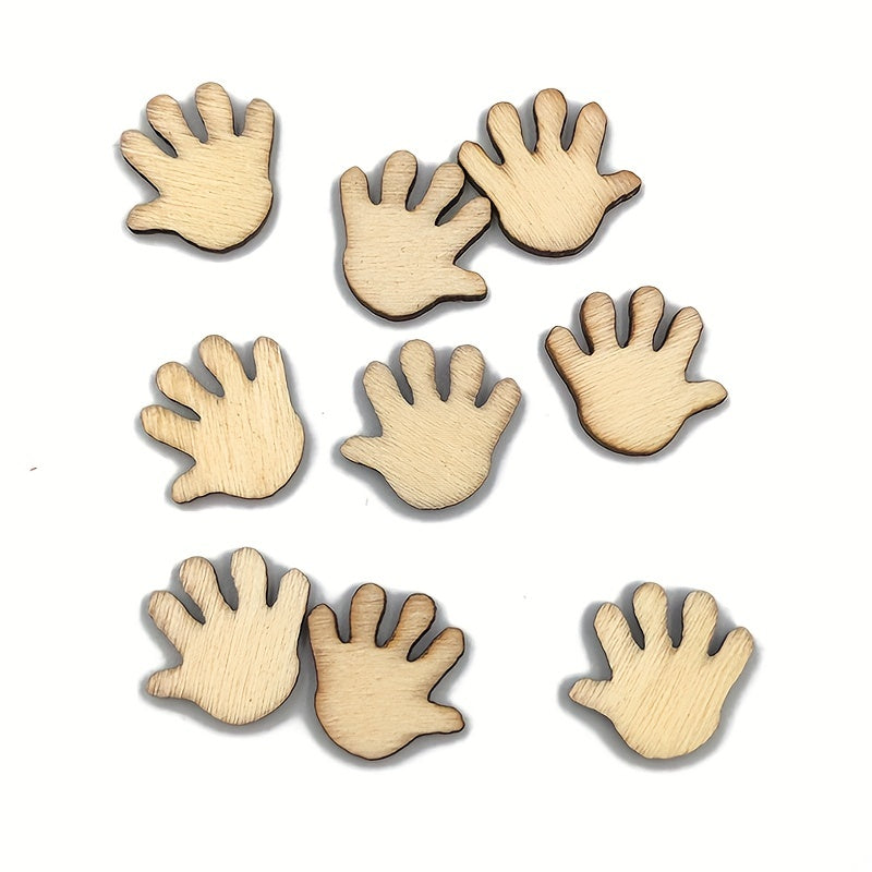 50pcs 20mm Wooden Baby Hands for Kids Projects, Painting, Signing