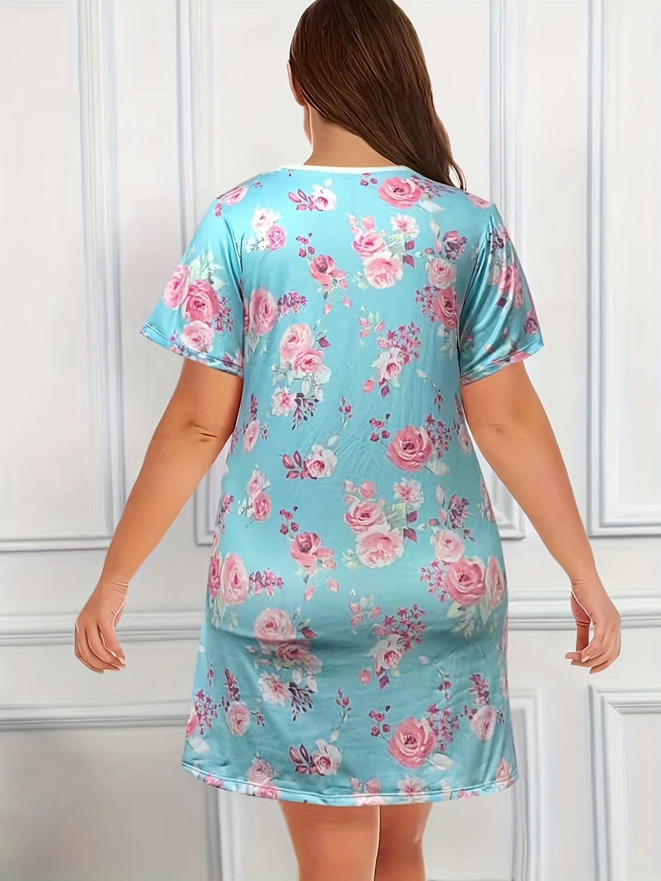 Loungewear Dress Women's Floral Print V Neck Nightdress