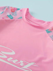 Toddler Girls Bikini Tankini Swimsuit Raglan Sleeve Top Shorts Swimming Cap Set