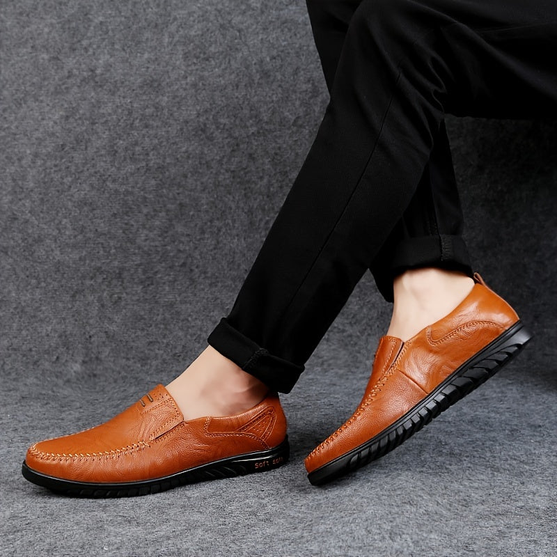 CLOHOO Customizable Leather Loafer Shoes Soft Sole Casual Slip On Flat Shoes