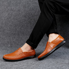 CLOHOO Customizable Leather Loafer Shoes Soft Sole Casual Slip On Flat Shoes