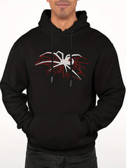 Men's Spider Web Print Hooded Sweatshirt Long Sleeve Drawstrings Hoodies