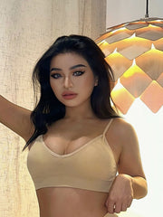 Women's V-Neck Ribbed Crop Cami Bra