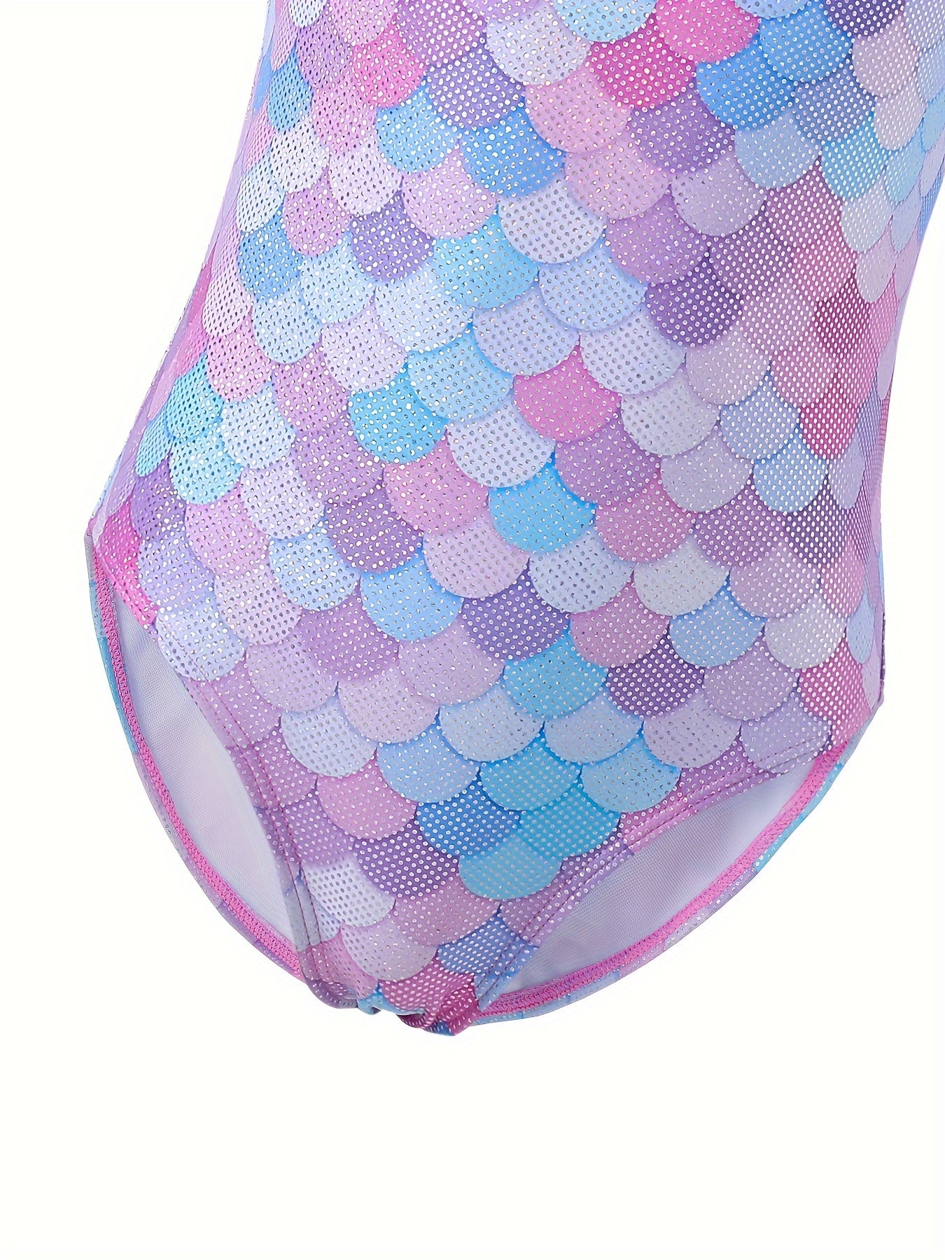 Fish Scale Print Gymnastics Leotard with Flutter Trim