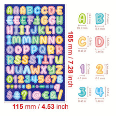 6pcs Laser Letter And Number Stickers - DIY Decoration