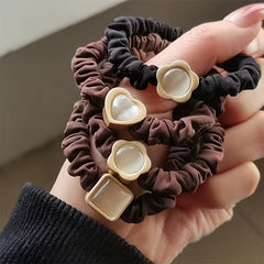 6pcs Opal Vintage Hair Ties High Elastic Hair Rope Flower Head Band