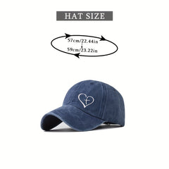 Heart Print Baseball Cap Washed Distressed Dad Hat