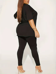 Two Piece Slogan Print Top & Leggings Set