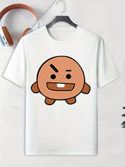 Men's Cartoon Portrait T-shirt Active Tee for Outdoor