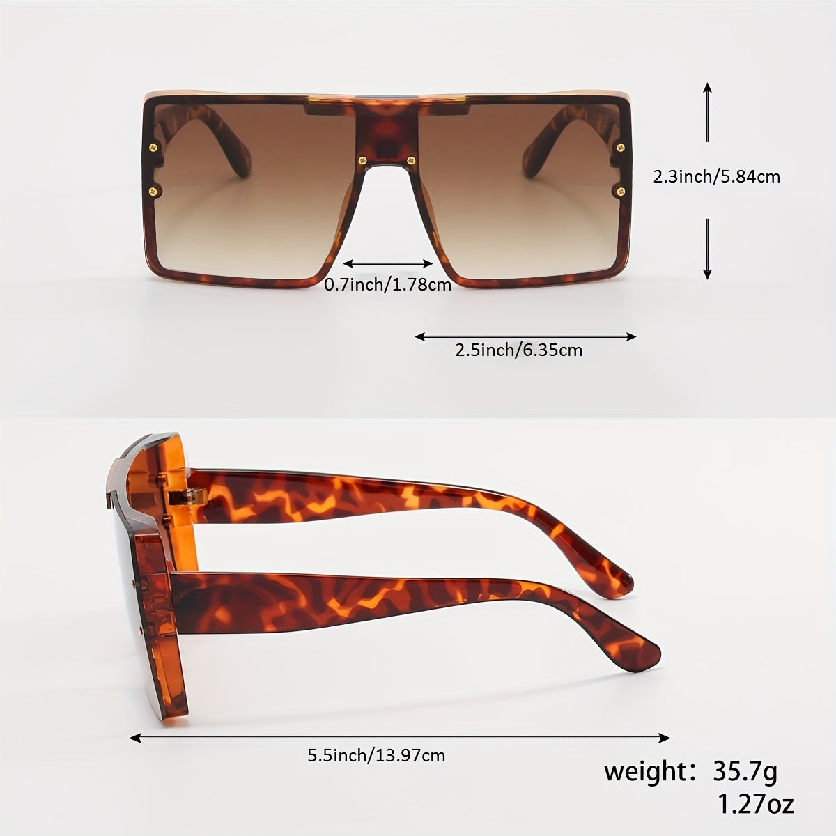Oversized Square Frame Sunglasses Gradient Lens UV400