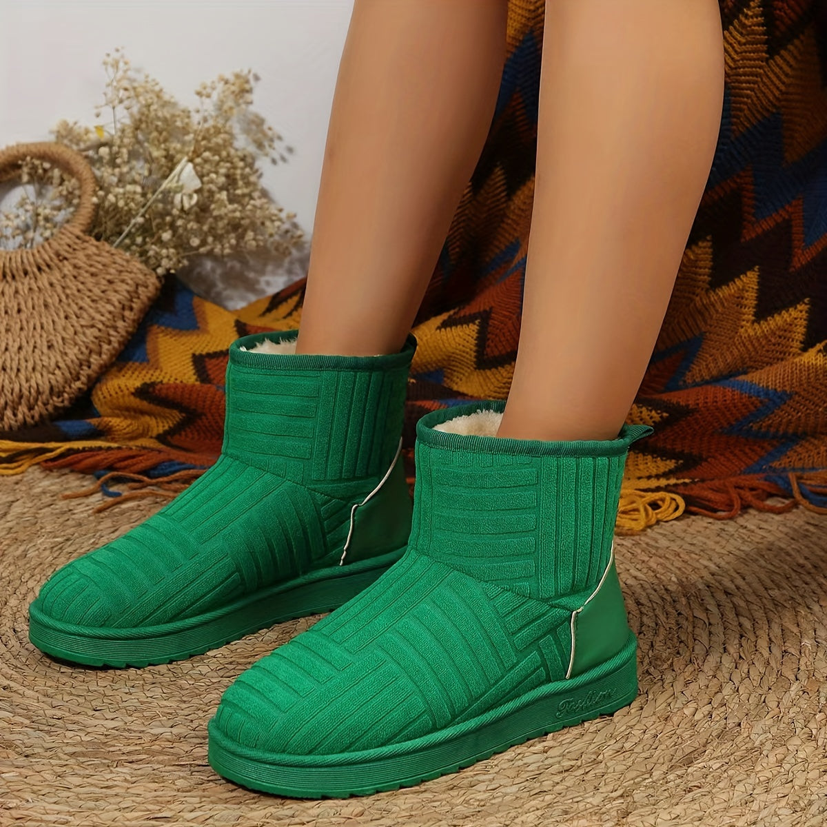 Women's Solid Snow Boots Non slip Comfortable Thickened Medium Tube Shoes