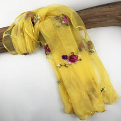 Yellow Lace Scarf Comfortable Breathable Shawl Beach Travel Head Wrap Women