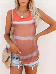 Gradient Tank Top Crew Neck Sleeveless Top For Summer Women's Clothing