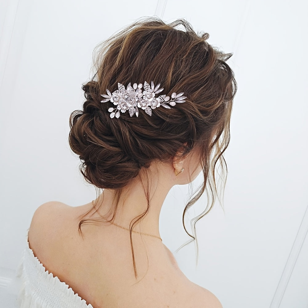 Rhinestone Bridal Side Comb Handwoven Crystal Headdress