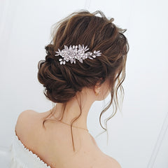 Rhinestone Bridal Side Comb Handwoven Crystal Headdress