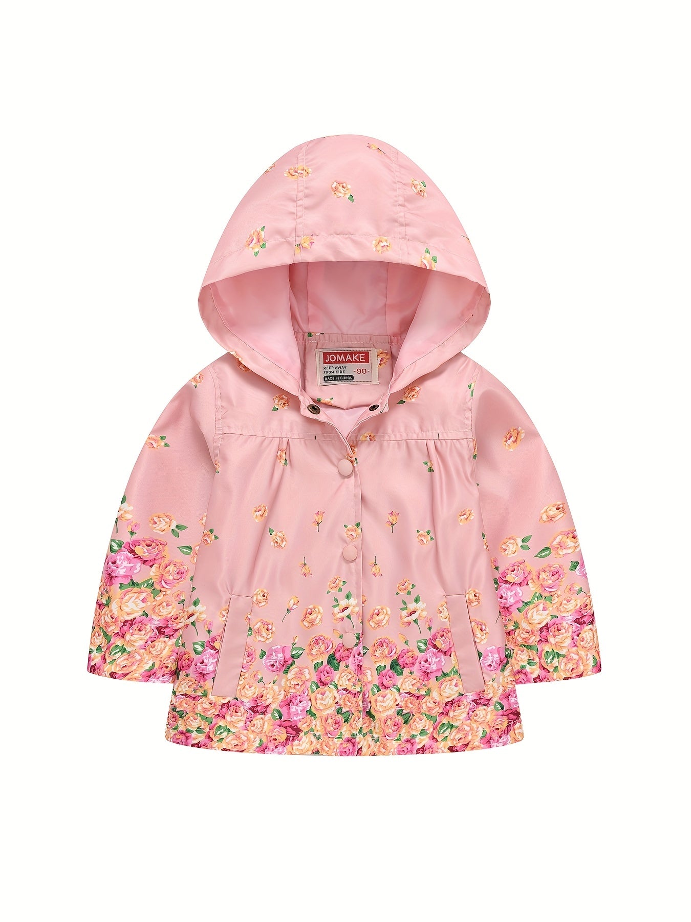 Kids Girls Floral Hooded Jacket