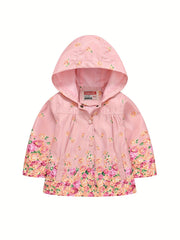Kids Girls Floral Hooded Jacket