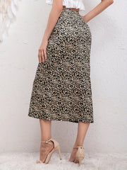 Random Print Midi Skirt High Waist Casual Skirt Women's Clothing