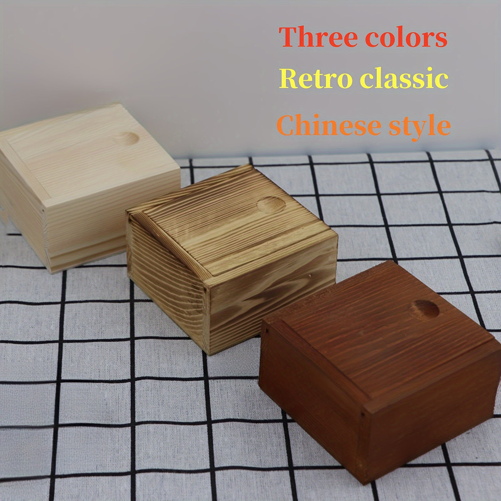Small Wooden Storage Box with Lid for Home Storage