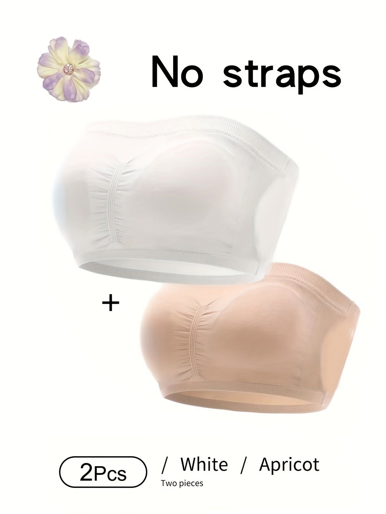 2pcs Seamless Bandeau Bras Soft Stretch Everyday Women's Lingerie
