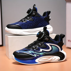 Boy's Rotating Buckle Basketball Shoes Non Slip Sneakers