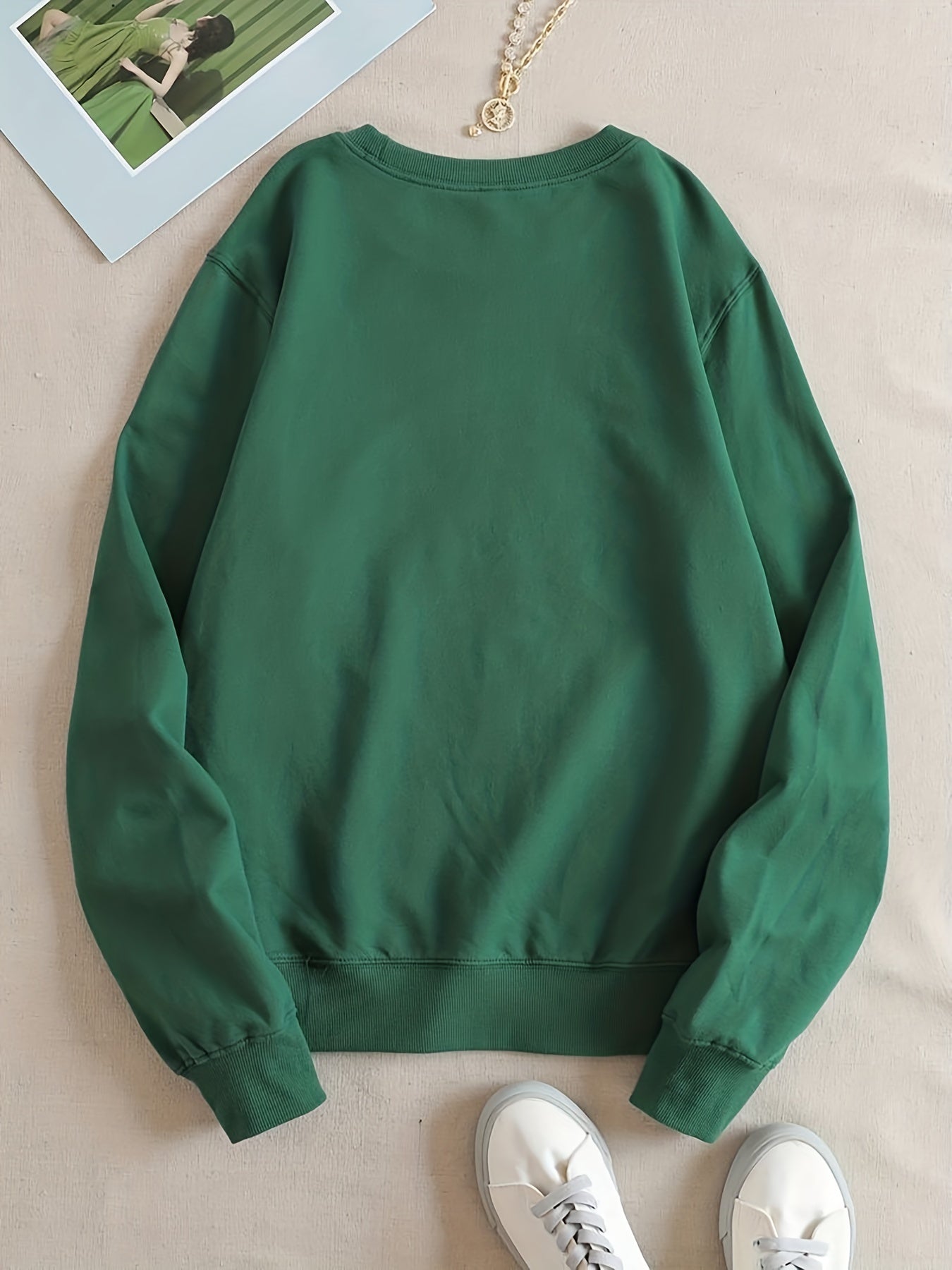 Flower Print Sweatshirt Crew Neck Long Sleeve Casual
