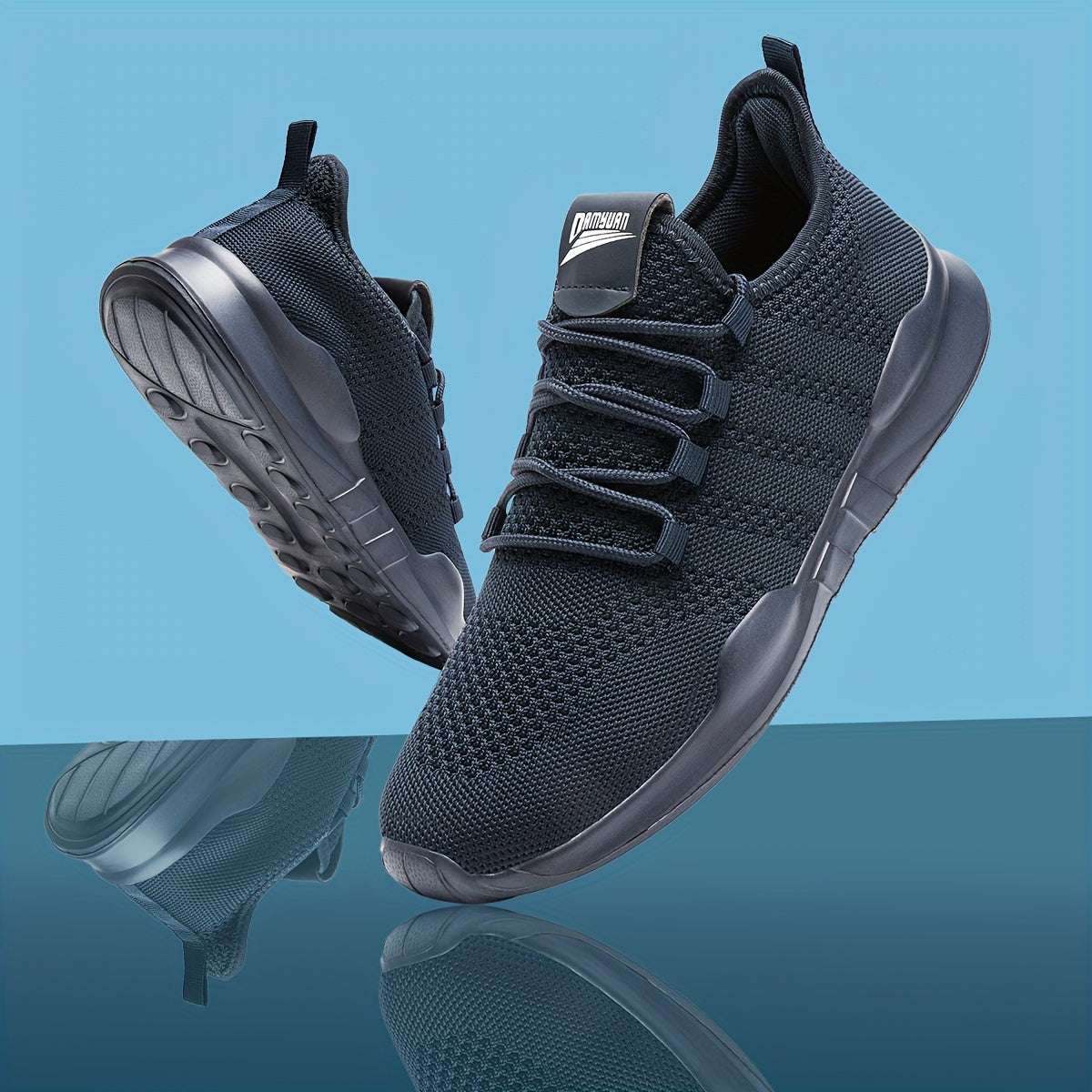 Men's Breathable Lace Up Knit Sneakers Casual Outdoor Walking Running Shoes