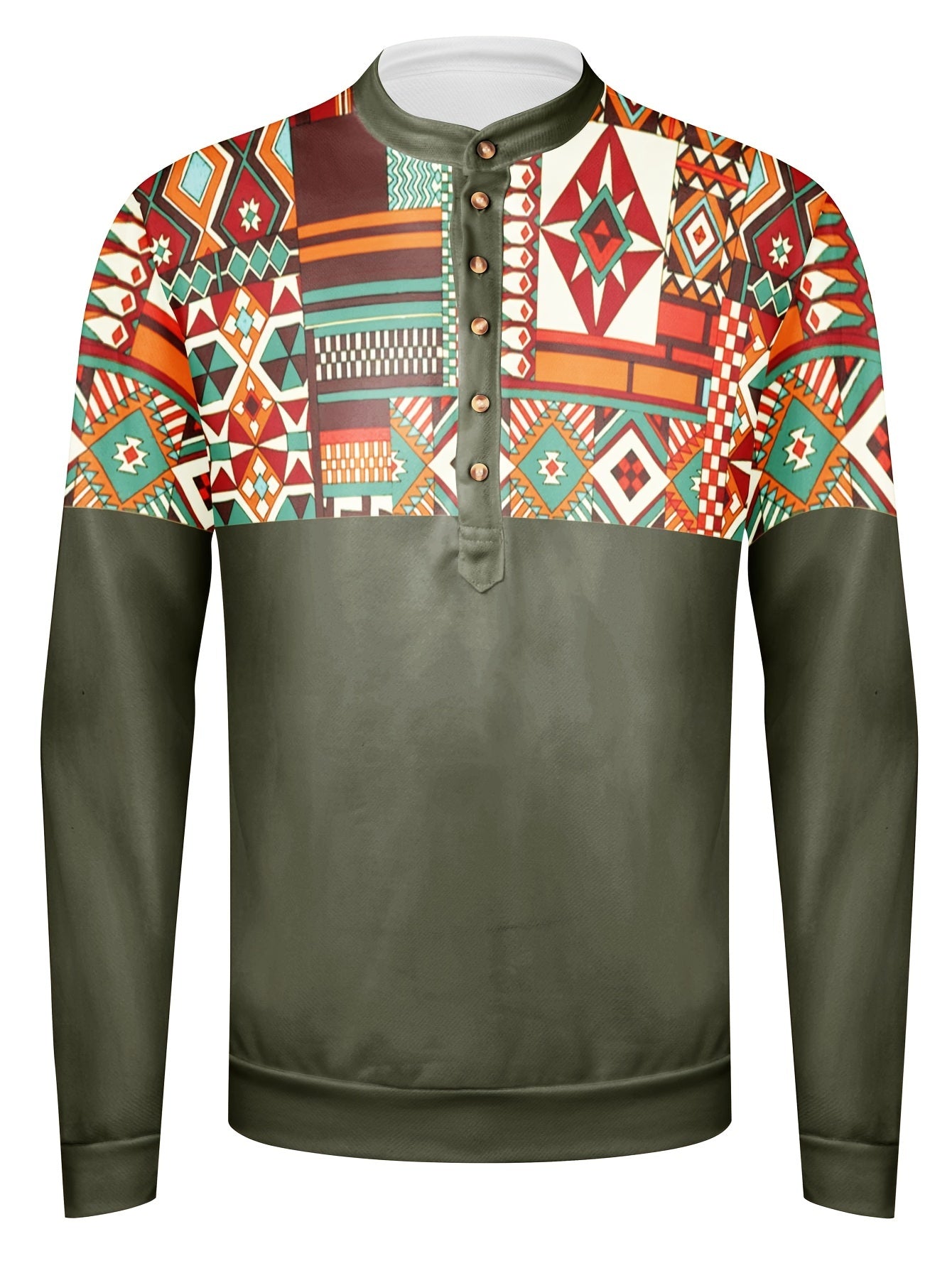 Men's Printed Long Sleeve Quick Drying Fitness Training Shirt