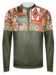 Men's Printed Long Sleeve Quick Drying Fitness Training Shirt