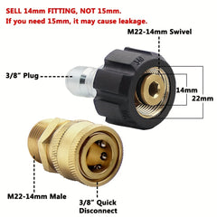 Pressure Washer Adapter Set M22 Swivel To 7 62 20 Quick Connect