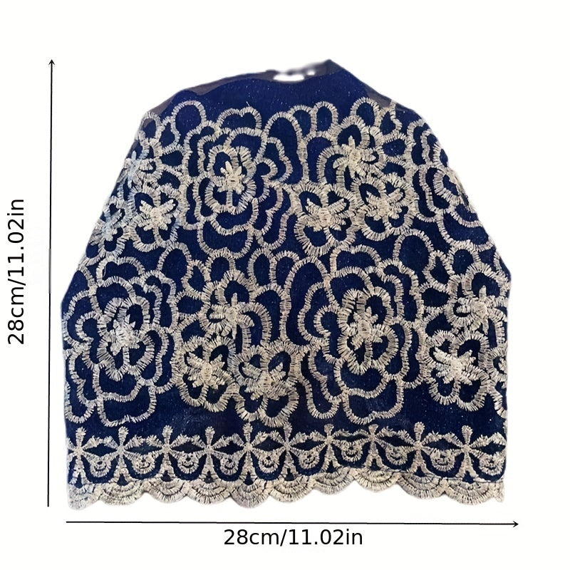 Double Layer Lace Turban Cap Embroidery Head Wrap Mesh Beanie Women Elastic Bonn