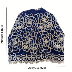 Double Layer Lace Turban Cap Embroidery Head Wrap Mesh Beanie Women Elastic Bonn