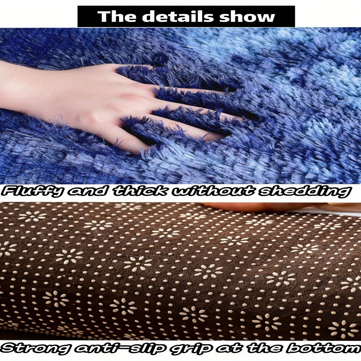 Round Tie Dye Long Pile Carpet and Mat Non-slip Bottom Soft and Comfortable