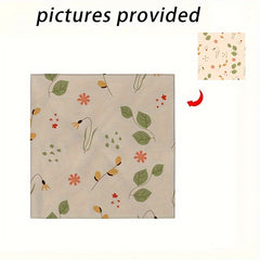 Floral Square Scarf with Green Leaves & Orange Flowers