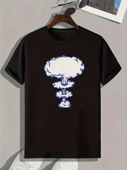 Mushroom Cloud Print Men's Graphic T shirt for Summer