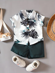 Casual Baby Boy Hawaiian Outfit Floral Shirt Shorts Set