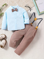 Toddler Boys Long Sleeve Shirt Pants Gentleman Dress Suit Outfit