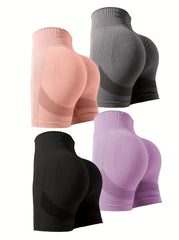 Solid Wide Waistband Yoga Shorts for Women