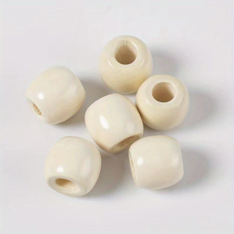 Large Hole Barrel Wooden European Loose Beads 6pc