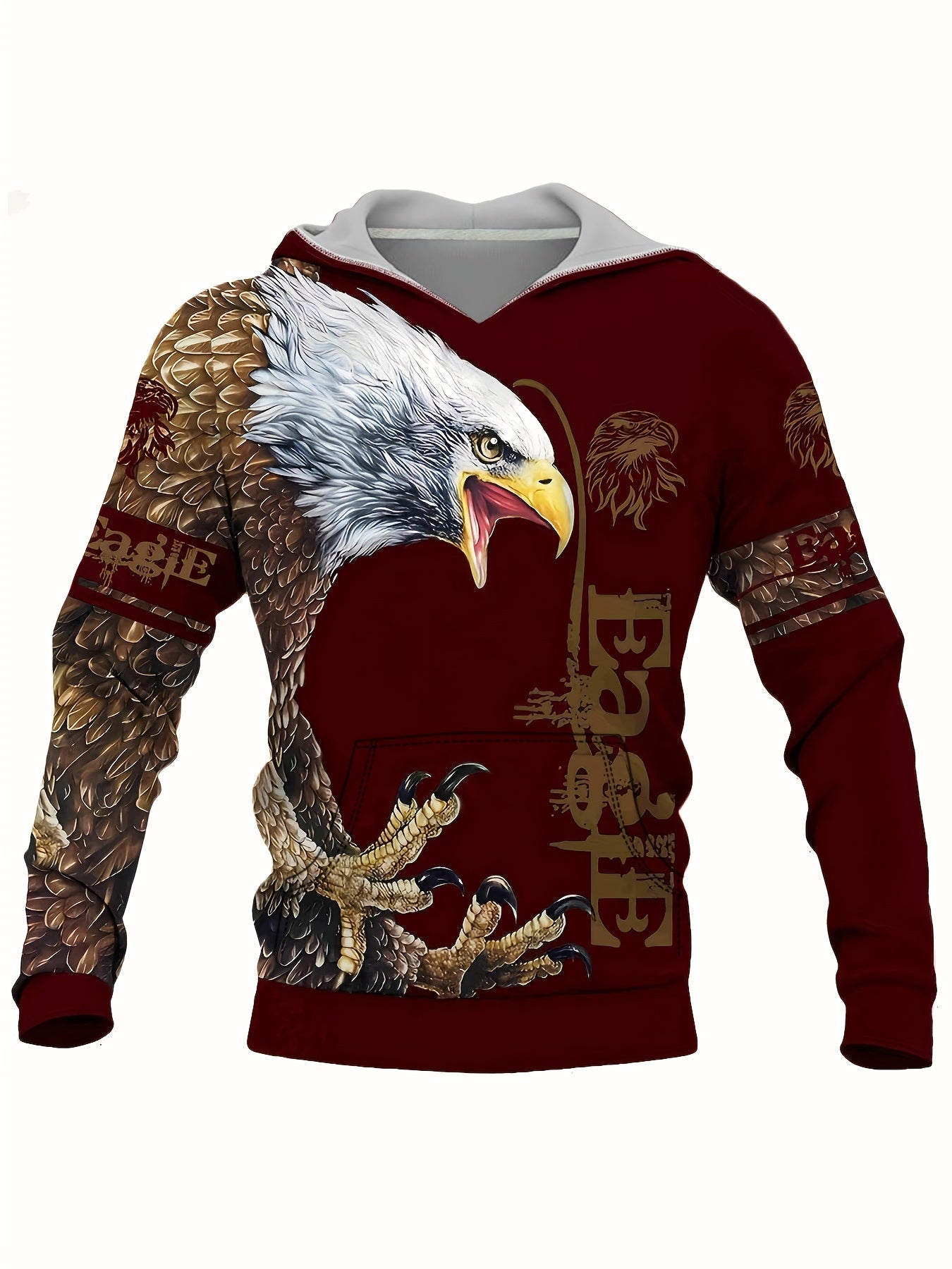 Eagle 3D Print Hoodie for Men Graphic Hooded Pullover Autumn Winter