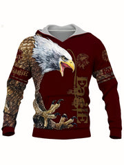 Eagle 3D Print Hoodie for Men Graphic Hooded Pullover Autumn Winter