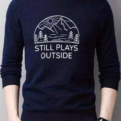 Scenery Pattern Print Men's Knitted Sweater